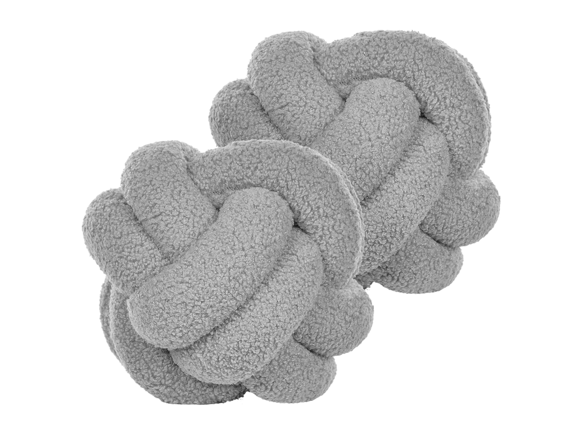 Juego de cojines decorativos BELIANI Malni de Bouclé Gris 19x19x19