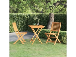 Juego de comedor de jardín plegable de 3 piezas de madera maciza de acacia Dkd Home Decor