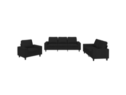 Conjunto 3 de sofás VIDAXL tela negro