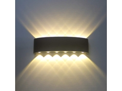 Arruela de Parede Interior Preta Led 12w Modern Wall Light, Arruela de Luminária de Alumínio, Cima Baixo Spot Luz Noite Lâmpada Sala Quarto Hall Escada Cam