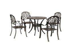 Juego de comedor de jardín de 2 piezas de aluminio fundido en bronce Dkd Home Decor