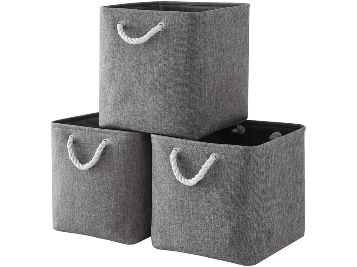 Cubo gris de tela gris (30x30x20cm) Kofihety
