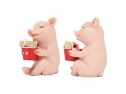 Adorable Estatua De Cerdito De Resina Con Revestimiento Resistente A Los Rayos Uv, Ideal Para Decorar Patios E Interiores.