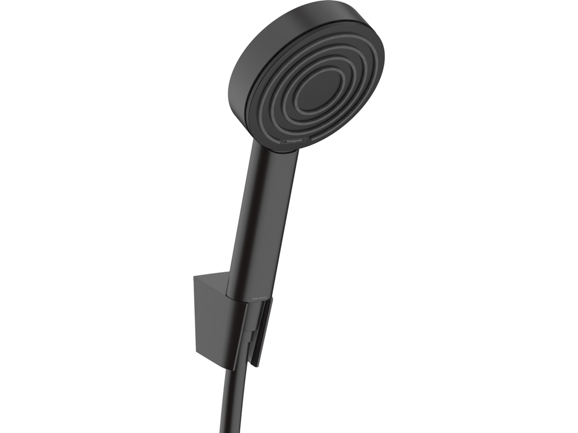 Juego de soporte para cabezal de ducha Hansgrohe Pulsify S 105 1jet Ecosmart con flexo de 125 cm, 24307670, negro mate