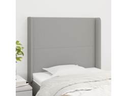 Cabecero con orejas de tela gris claro 103x16x118/128 cm