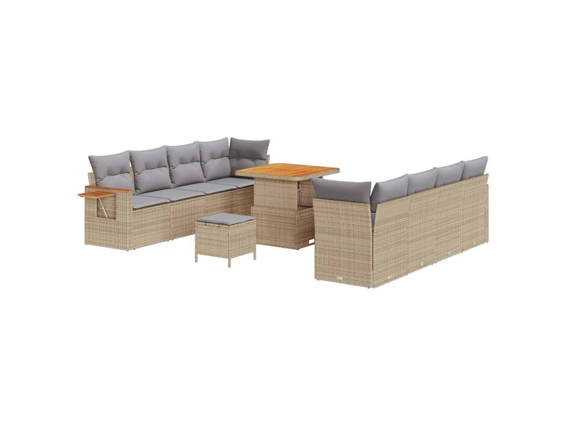 Maison Exclusive - Conjunto De Sofás De Jardín 11 Pcs Beige Ratán Sintético