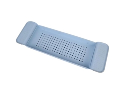 Estante Extensible De Plástico Para Bañera Con Patas Antideslizantes, Accesorio De Baño Azul Cielo.