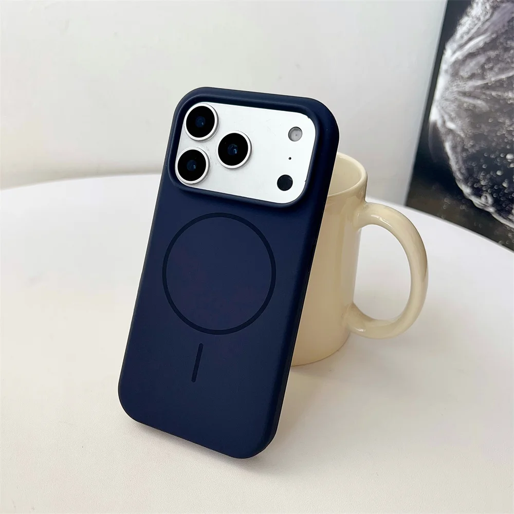 (iphone 16, Azul) Funda Protectora Magnética De Silicona Líquida, Compatible Con Carga Inalámbrica Magsafe