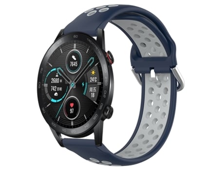 Correa de reloj inteligente para Honor Magic Watch2, banda de reloj deportivo transpirable perforada de silicona de 42mm y 20mm (azul medianoche + ...