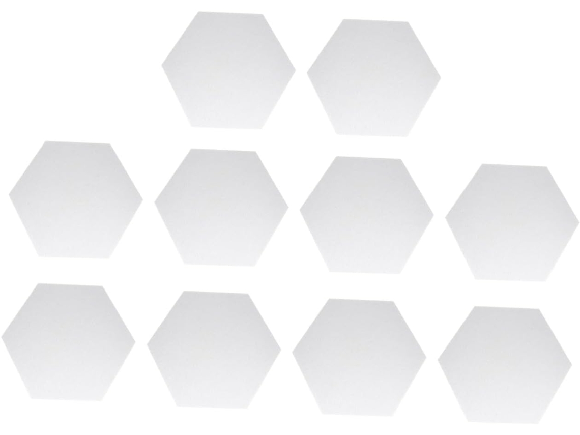 Juego De 10 Pizarras Hexagonales De Fieltro Eva Autoadhesivas, Blancas, Dimensiones