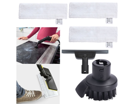 Boquilla abatible, cepillo redondo, raspador, limpieza a vapor, paño de mopa, almohadillas para Karcher Sc1 Sc2 Sc3 Sc4 Sc5 Sc7 para limpiadores de...