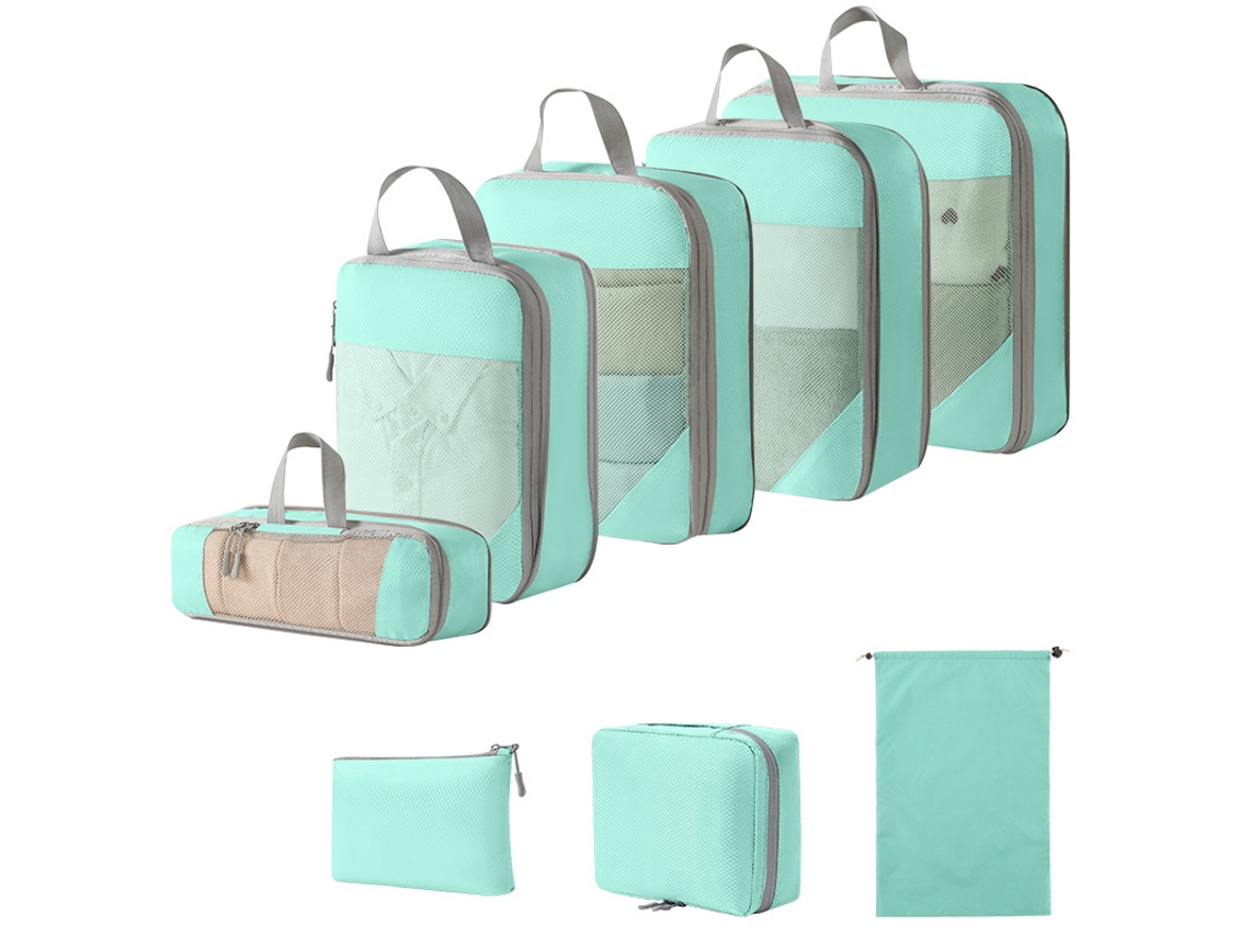 Conjunto De Bolsas Organizadoras Para Malas, Com Bolsa Digital E Nécessaire, Pacote Com 8 Chrui (azul Lago)
