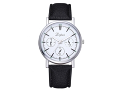 Reloj De Pulsera Hombre De Cuero Pu Suave Moda 6 Manecillas Reloj De Cuarzo Negro