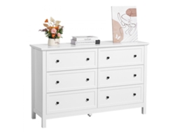 Cómoda de Madera Blanca con 6 Cajones de MDF y Sistema Antivuelco Tekmaquinas