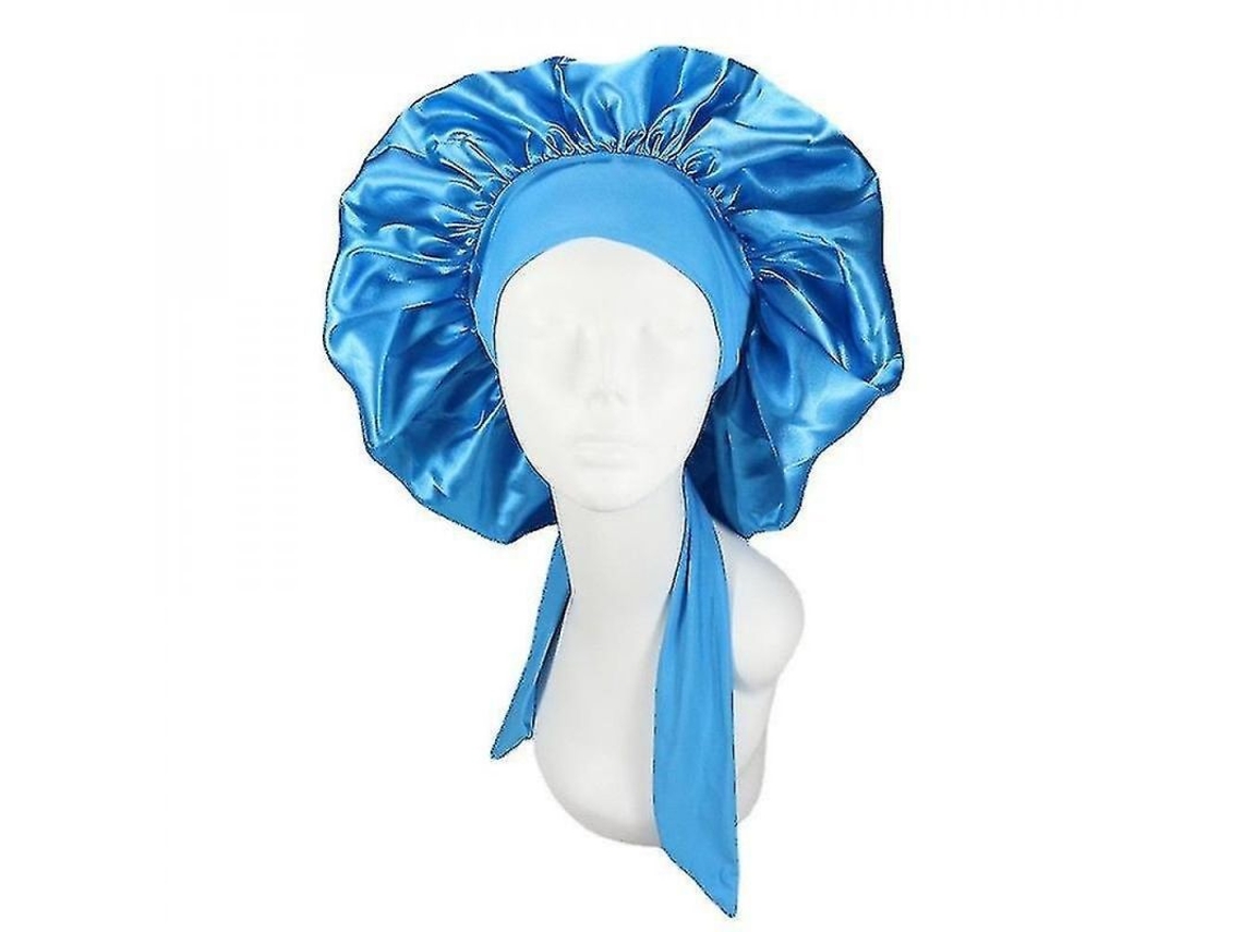 Dan26-gorra De Seda Satin Para Dormir Con Cinta Ajustable Protectora De Cabello Y Pelucas De Alta Calidad Azul Oscuro