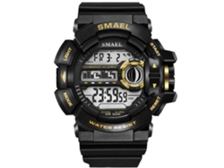Reloj Deportivo Smael Para Hombre Con Correa De Plástico, Resistente Al Agua Hasta 50 M, Negro Y Dorado.