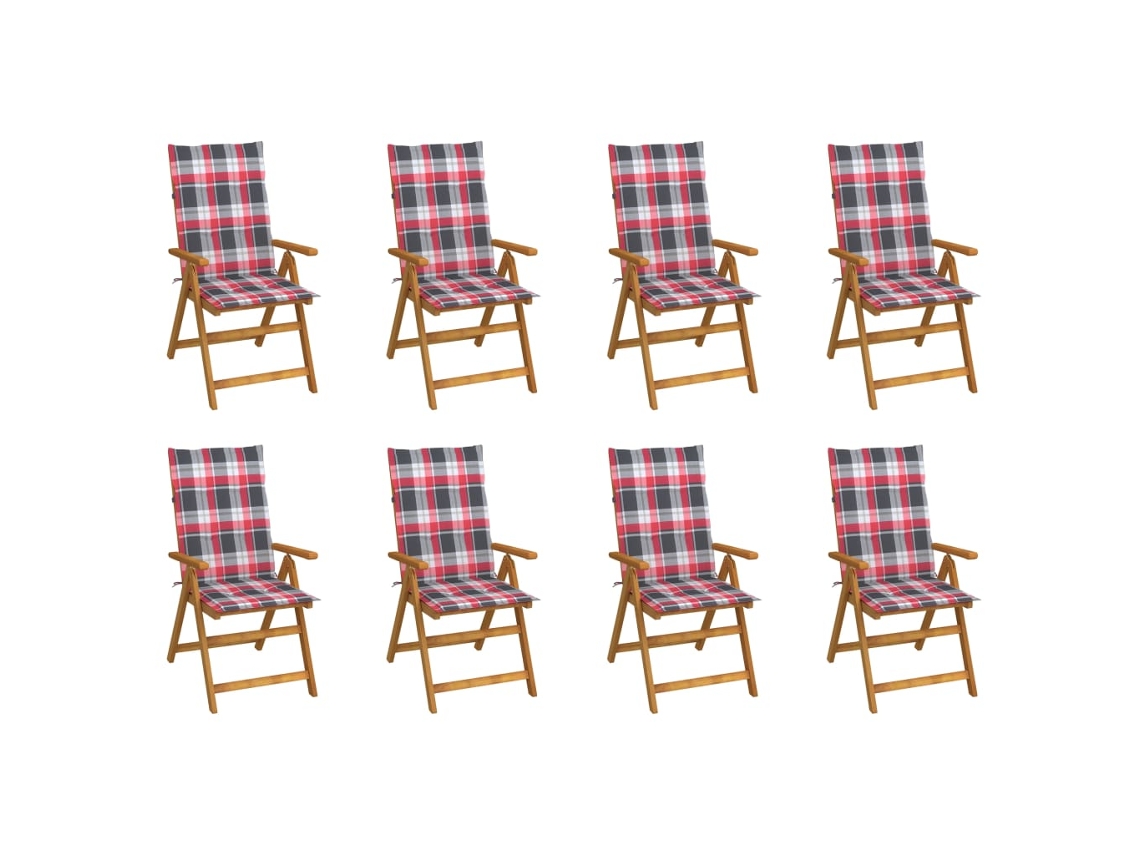 Sillas de jardín plegables DKD Home Decor de 8 piezas con cojines, madera maciza de acacia