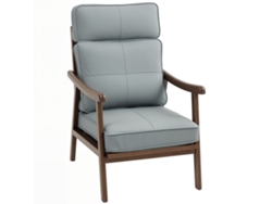 Sillón De Pu Con Estructura De Madera Y Cojines Gruesos Para Salón, Acabado En Nogal Gris.
