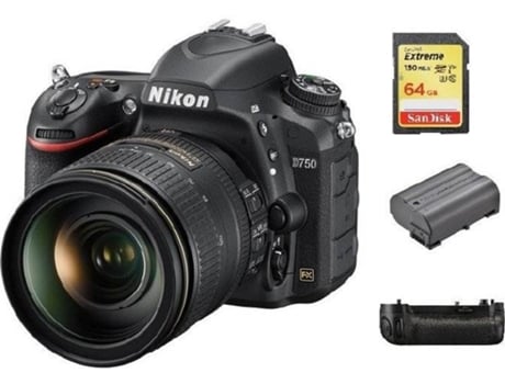 Kit Cámara Réflex NIKON D750 AF-S 24-120MM F4G ED VR + Tarjeta SD de 64GB + Bateria EN-EL15B + Paquete de Bateria Multi-Power MB-D16