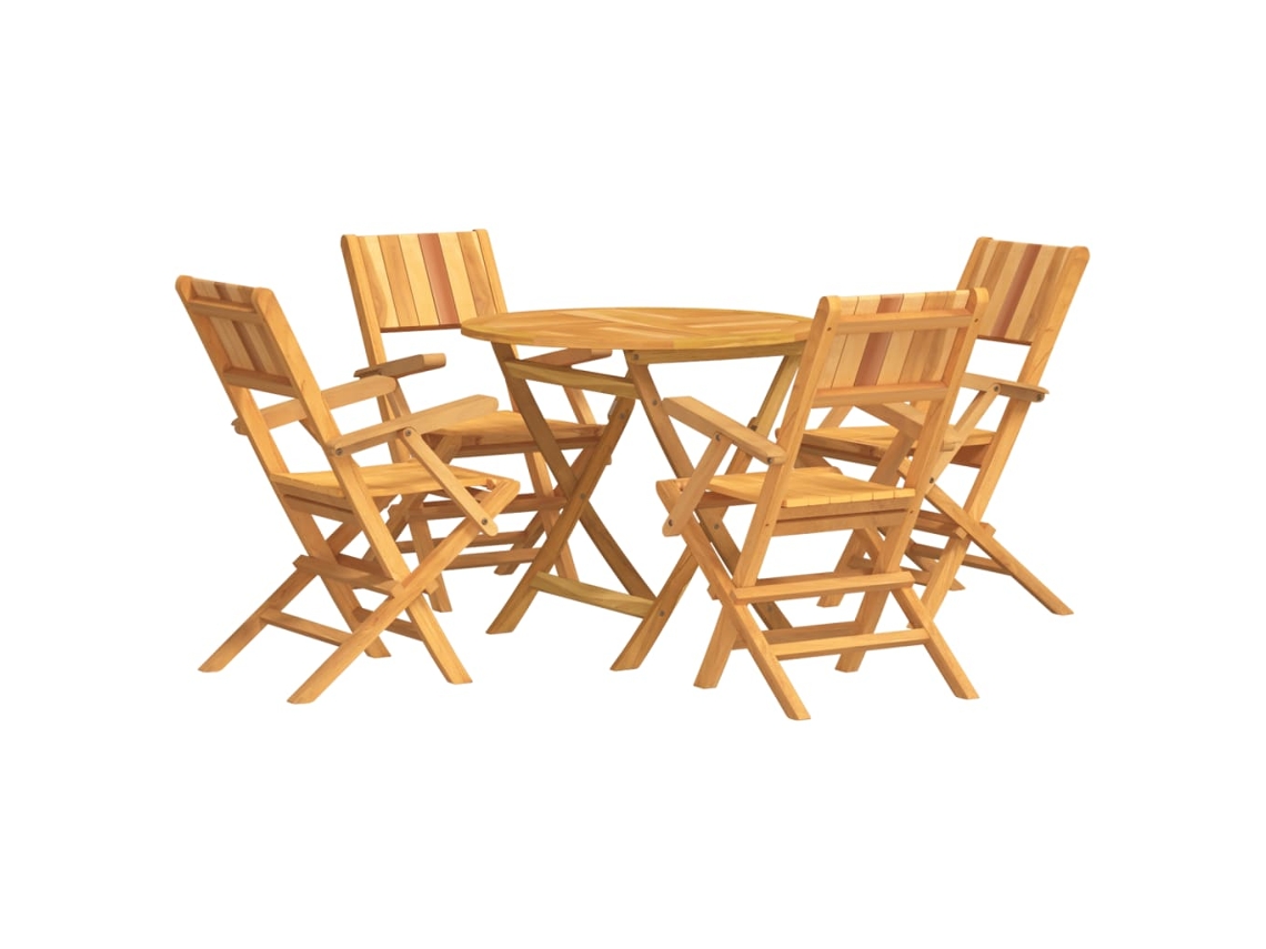 Conjunto 5 de comedor para jardín VIDAXL madera maciza de teca