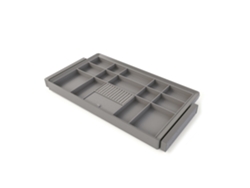 Kit organizador y estructura de cajones regulable Quartz para armarios, cierre suave y guías de extracción total, módulo de 90 cm, acabado Titanio Emuca