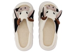 Baok-Shoes Made of Durable and Comfort Lino, Arroba de Tono, Indoor, Sandals for 4 Seasons, Cow Pattern, Size 40-41
