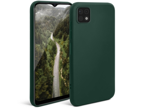 Funda de Silicona de la Serie Minimalista MOOZY para Samsung A22 5G Verde Medianoche Acabado Mate Funda Ligera para Teléfono Funda Protectora Fina ...