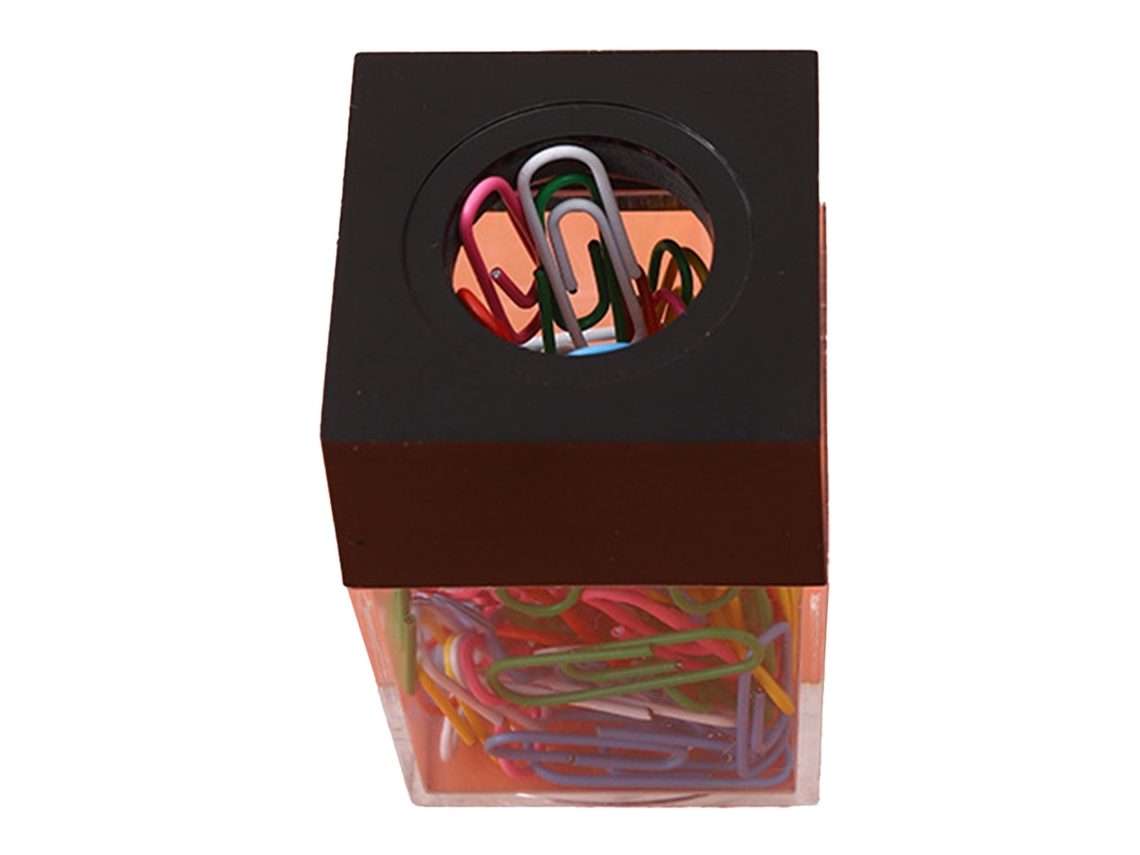 Organizador Magnético Transparente De Gran Capacidad Para Clips De Papel, Ideal Para Escritorio, Oficina O Escuela - Negro