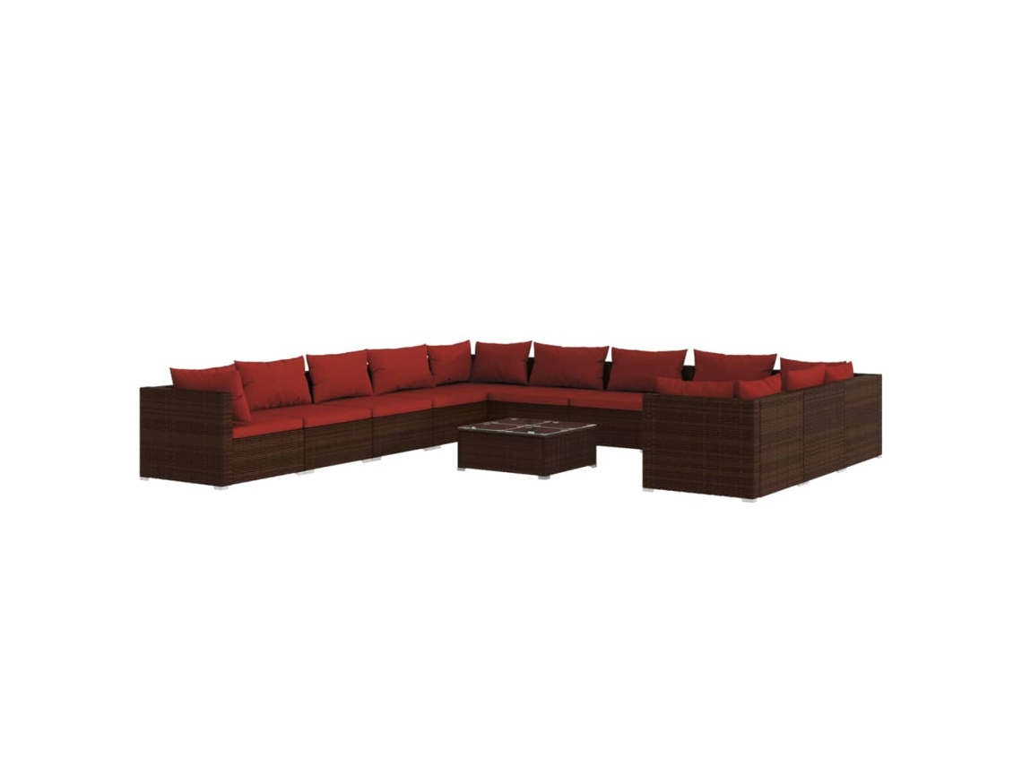 Maison Exclusive - Set Muebles De Jardín 12 Pzas Y Cojines Ratán Sintético Marrón