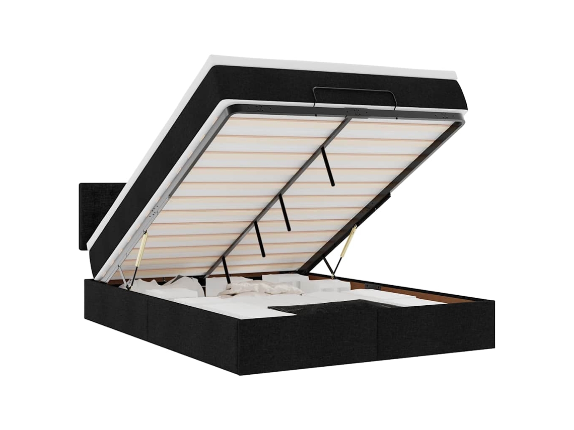 Maison Exclusive - Cama Otomana Con Colchón Led Negra 140x190 Cm Tela