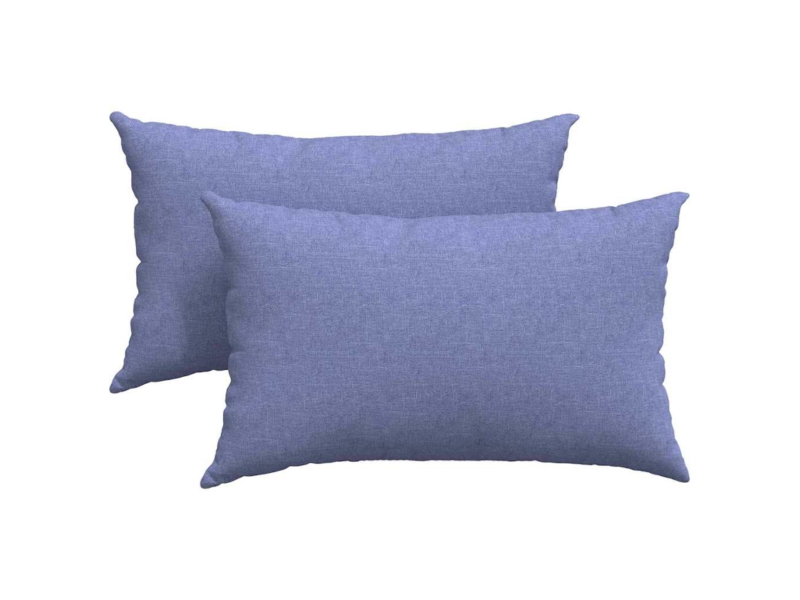 Juego de 2 cojines para sofá, HARLANV1, tela azul vaquero, 50x30 cm.