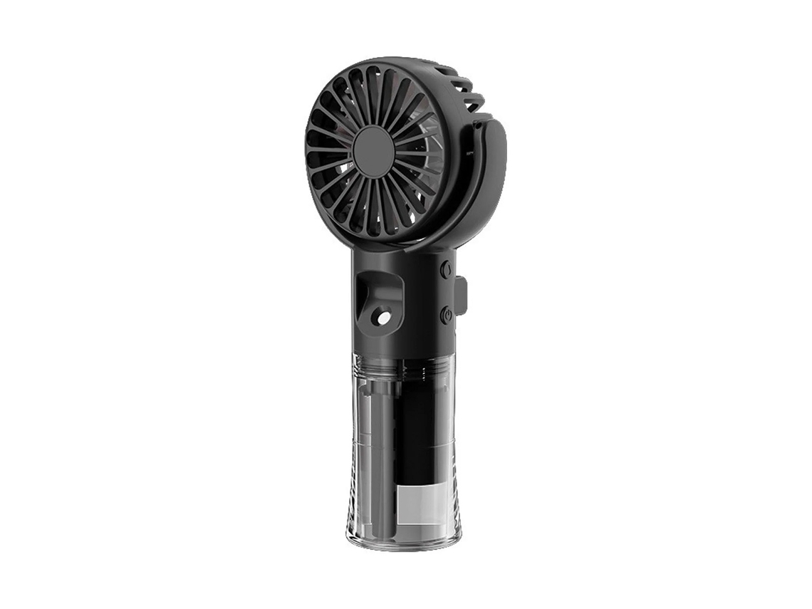 Mini Ventilador de Mano KLACK F4 con Pulverizador de Agua, Recargable por USB - Negro