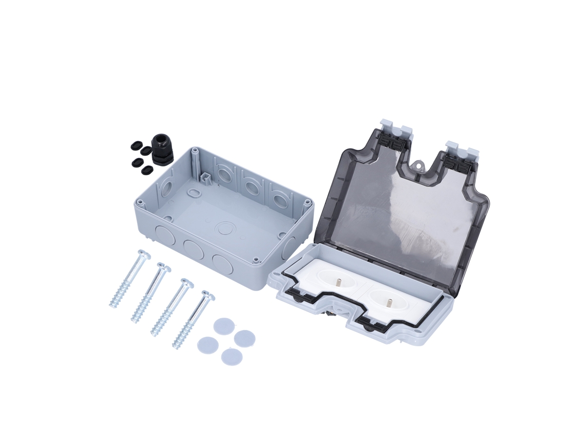 Enchufe Europeo Doble Impermeable Ip66 Con Diseño Para Candado, 250 V 16 A, Para Uso En Exteriores.