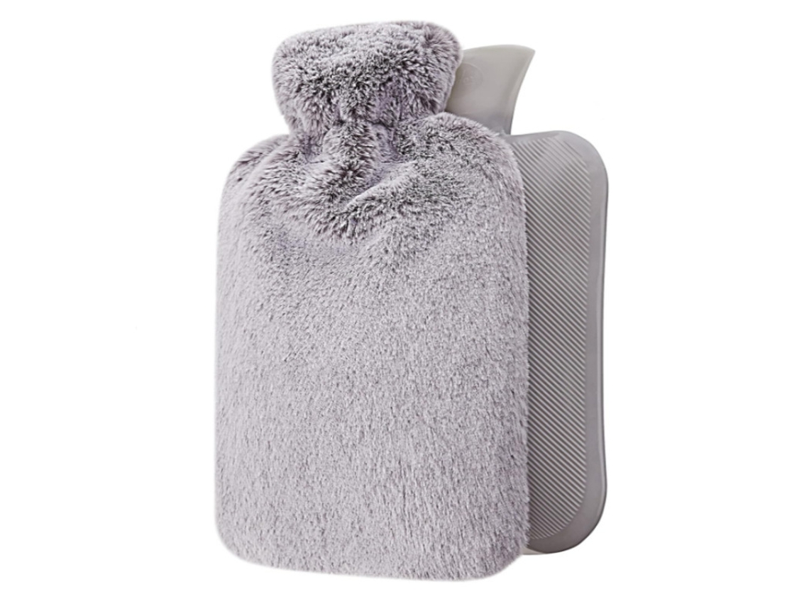 Bolsa Agua Caliente Gris 2l Con Tapa Y Funda Afelpada Anti Estallido Alivio Dolor