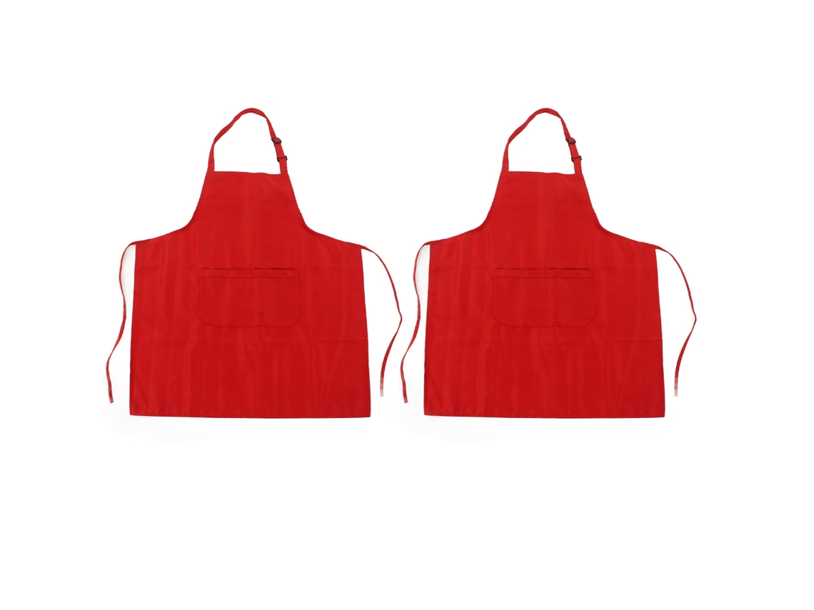 Recipiente impermeable para barbacoa y asado con correa ajustable, transpirable, suave, con bolsillo, para barbacoa y asado, 2 unidades, rojo.