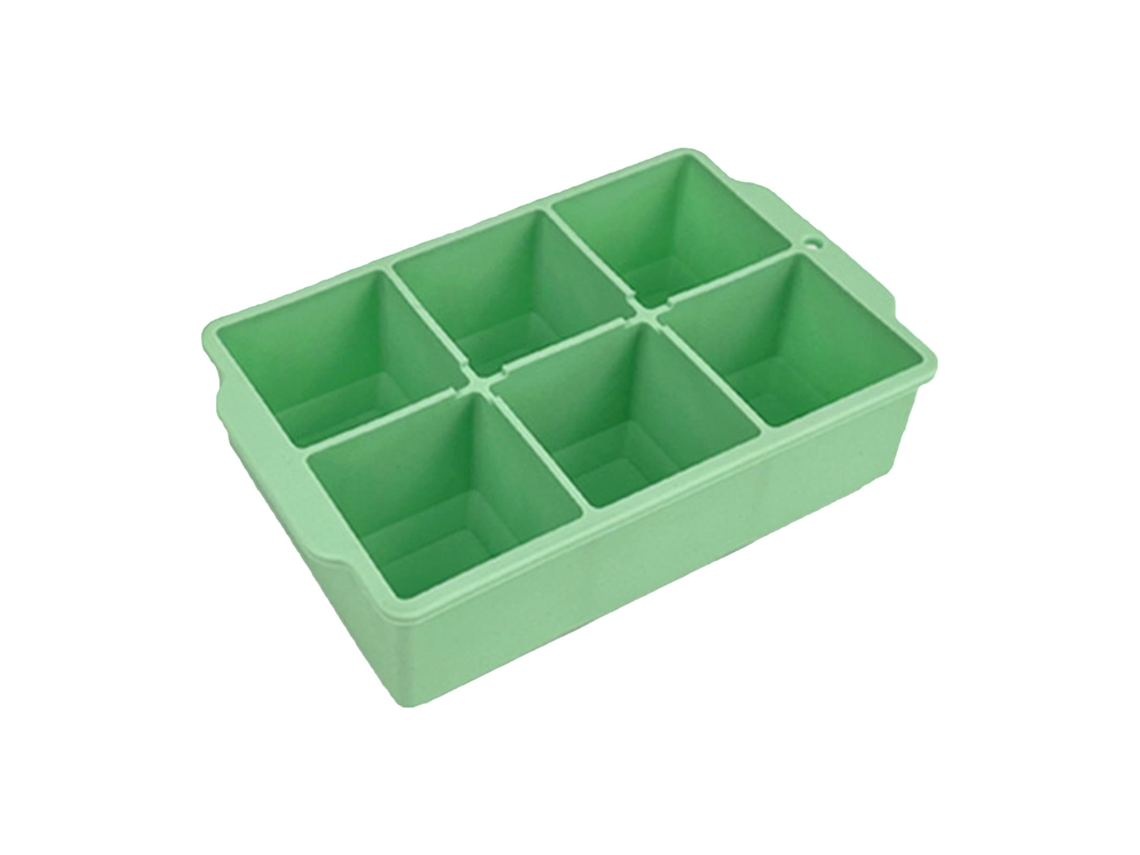 Bandeja De Silicona Para Cubitos De Hielo, Apta Para Alimentos, Con Capacidad Para 6 Cubitos Y Tapa Extraíble Para Cócteles, Color Café Verde.