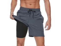 2026-pantalones Cortos De Baño Para Hombre Con Forro De Compresión Quick Dry Con Bolsillos Zipper