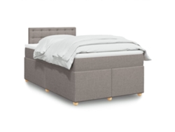 Cama Box Spring Con Colchón Tela Gris Taupe 120x200 Cm