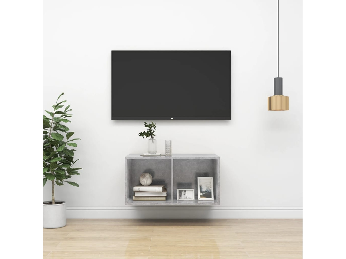 Pack de Muebles de Armario Tv 37X37X72 Cm Contrachapado Gris Cemento