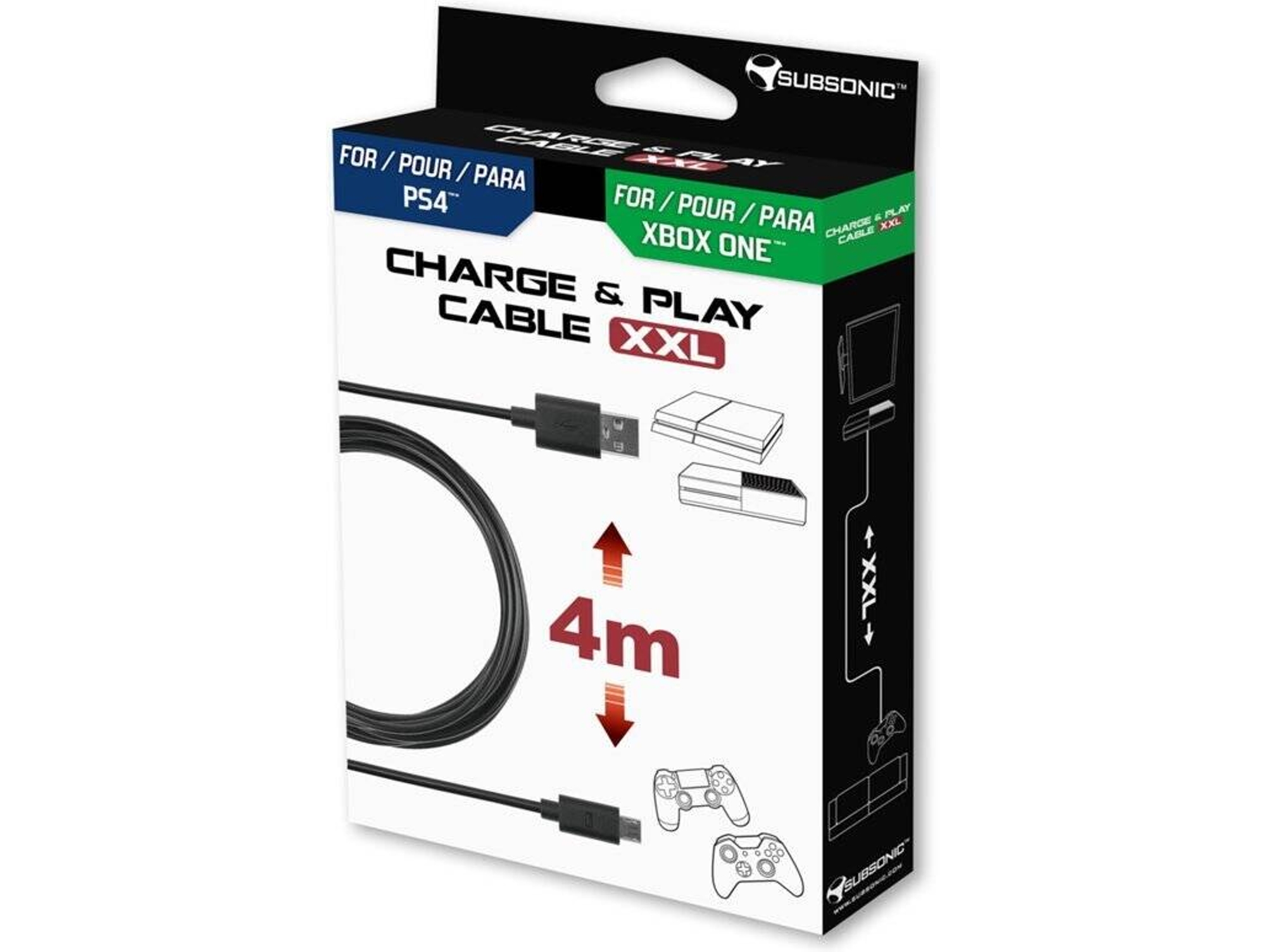 Cable para Mando SUBSONIC Charge & Play XXL