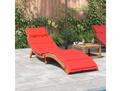 Tumbonasilla Con Cojín Rojo Madera Maciza De Acacia Wsd10566