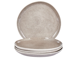 Juego de 4 platos llanos Costmary en cerámica gris