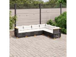 Conjunto de sofás de jardín de 6 piezas DKD Home Decor con cojines de mimbre negros