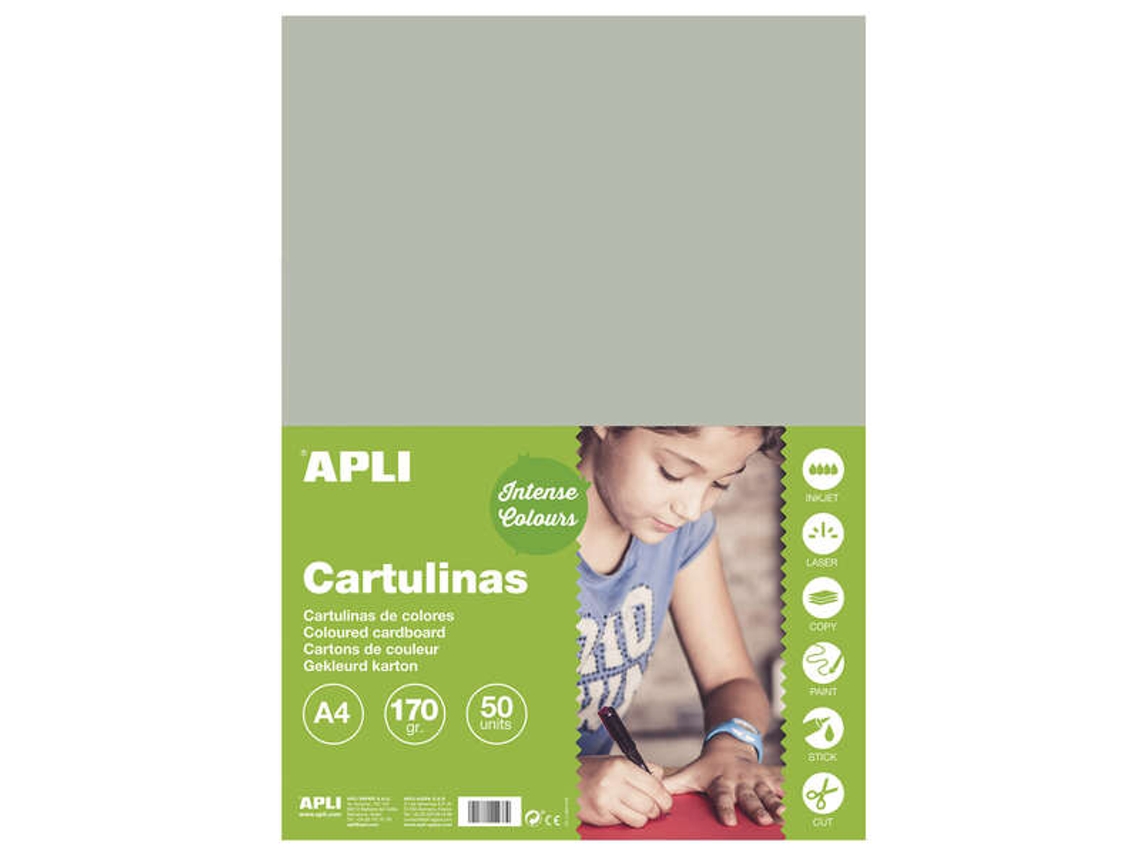 Cartulina Gris A4 170g 50 Hojas Apli