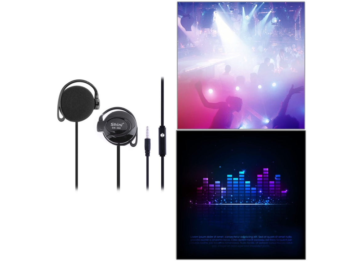 Auriculares Shini Sn-360 Con Gancho Para La Oreja, Micrófono, Cable De 3,5 Mm, Estéreo Para Juegos Y Deportes.