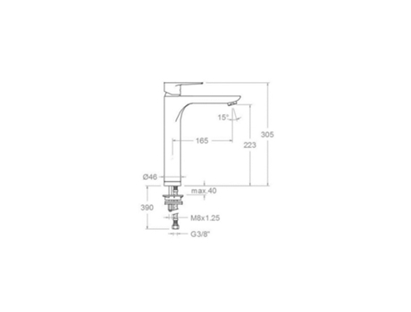 Grifo Monomando para Lavabo Alto Cromado con Sistema de Ahorro de Agua S2 Serie Titanio RAMON SOLER