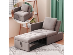 Sofá cama 3 en 1 de lino con respaldo ajustable, ideal para espacios pequeños, estilo gris