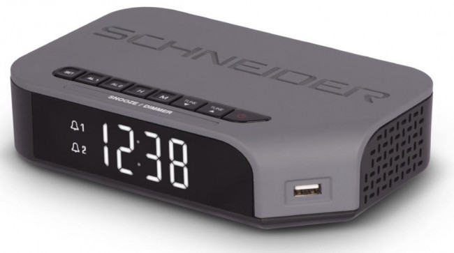 Radio Despertador SCHNEIDER SC310ACL (Gris - Digital - FM - Corriente - Alarma Doble)