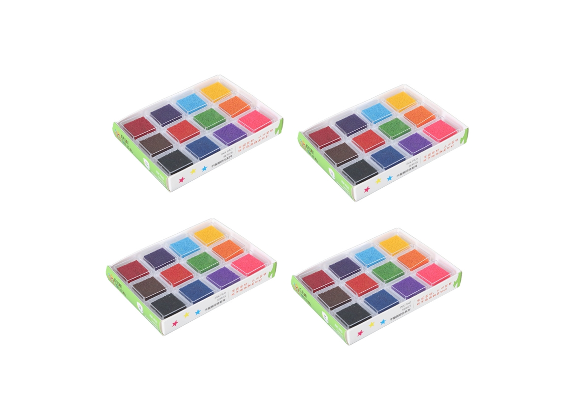 48 Tampas De Tinta 12 Cores Lavável Para Arte Diy Crianças Brincar De Selar