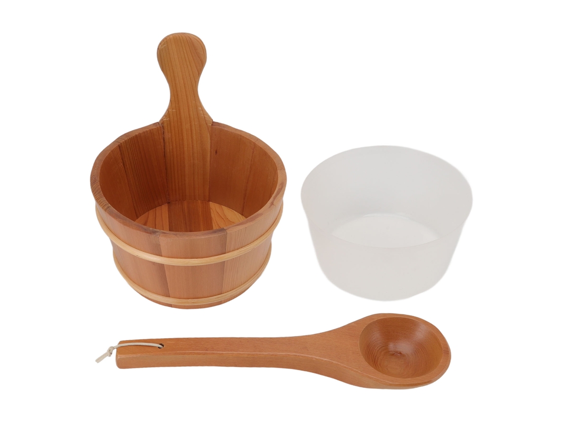Juego De Cubo Y Cucharón Para Sauna, 4 Litros, Madera De Cedro Con Revestimiento De Plástico A Prueba De Fugas Para Spa/piscina.